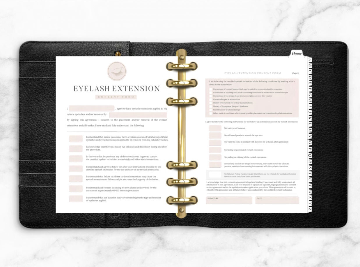 Digital Lash Client Record Book